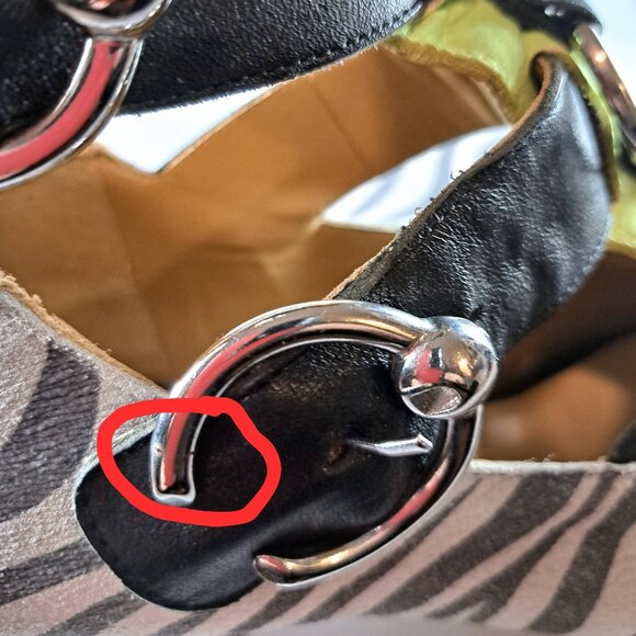 John Fluevog Tammi Rose Ankle Booties Zebra/Green Size 7.5 - Picture 12 of 15